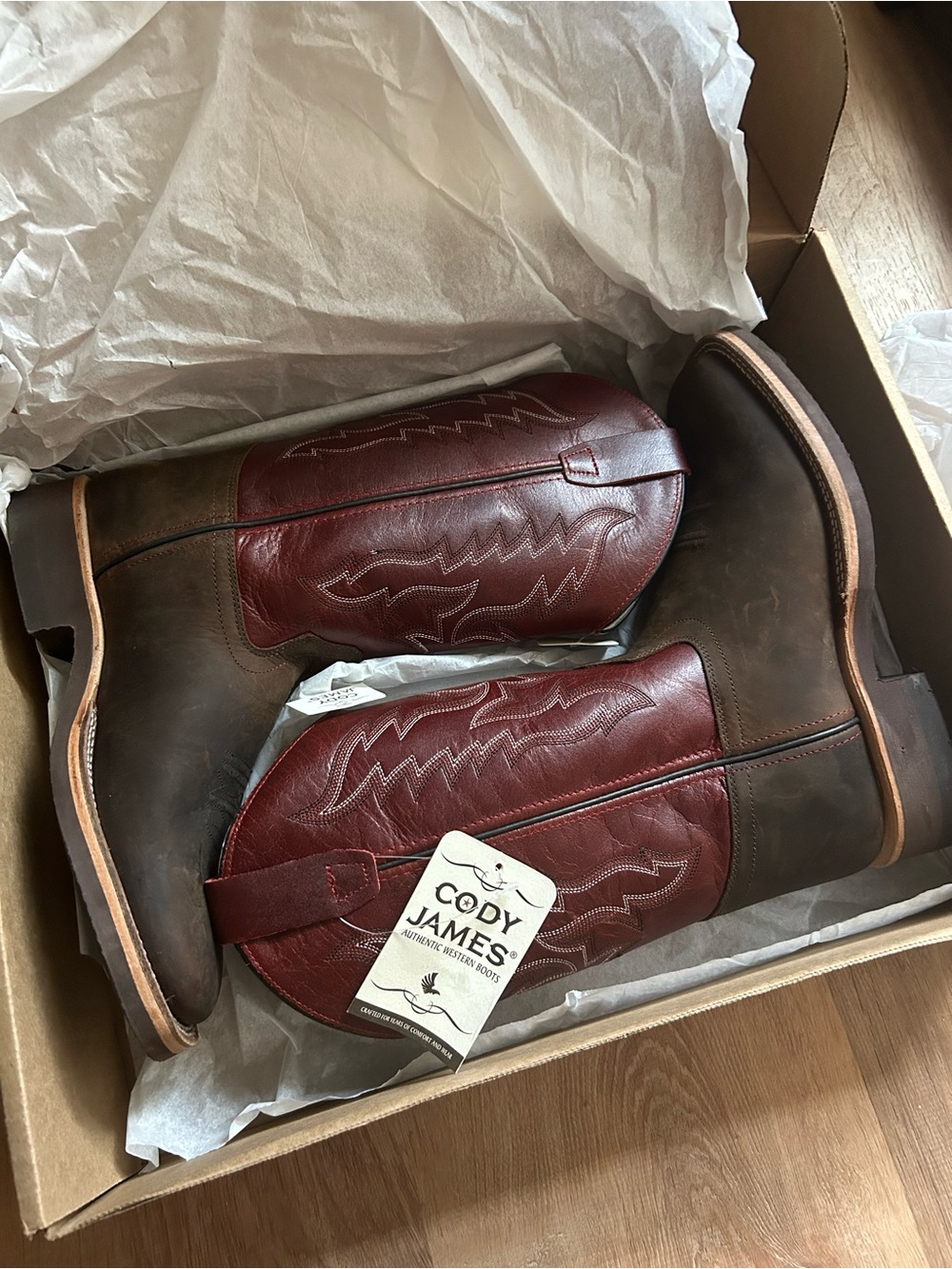 Cody James Kids Brown and Burgundy Western Boots